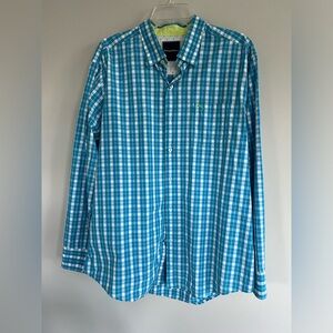 Tommy Bahama Men's Long Sleeve Plaid Button Front Shirt Blue